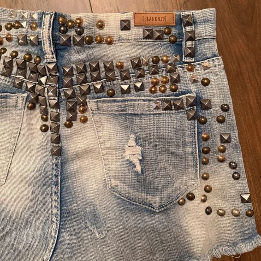 blank nyc studded denim shorts